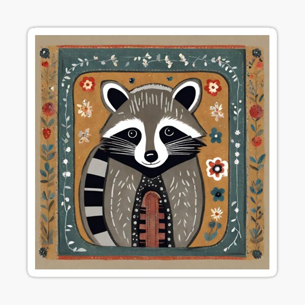Item preview, Folk Art Raccoon designed and sold by LittleGoblinPrs.
