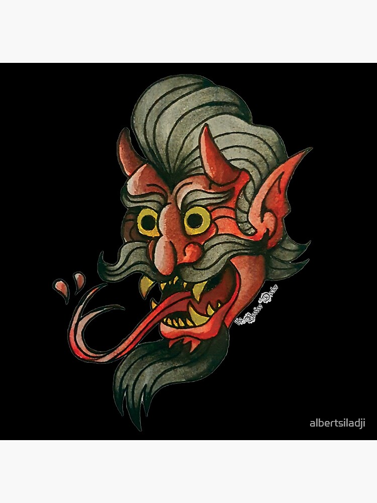 Black Devil Head Demon Face Mask Temporary Tattoo Sticker - OhMyTat