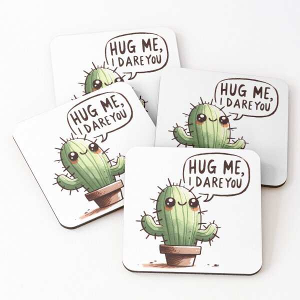 Item preview, Cactus Challenge: 'Hug Me, I Dare You' Illustration designed and sold by Dazzling Studio Art.