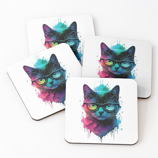 Item preview, Geek cat colorful painting designed and sold by GeekWardrobe.