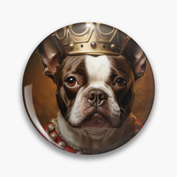 Item preview, Chocolate Boston Terrier King Dog with Crown designed and sold by salarkoshop.