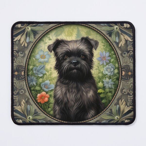 Item preview, Affenpinscher in flowers vintage retro art designed and sold by WallyPink.