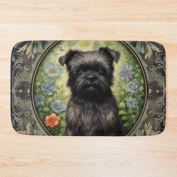 Item preview, Affenpinscher in flowers vintage retro art designed and sold by WallyPink.