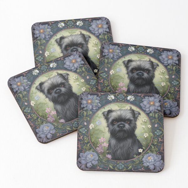 Item preview, Affenpinscher Vintage Flowers Retro Art Design designed and sold by WallyPink.