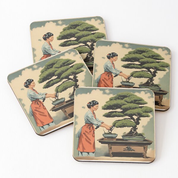 Item preview, Vintage tin sign - Bonsai care Japanese woman designed and sold by Toms Tee.