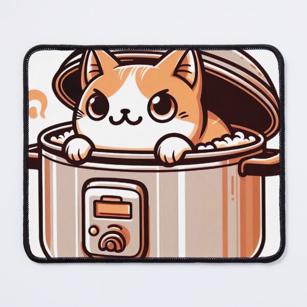 Item preview, "Adorable Kitten in Rice Cooker - Charming Cartoon Illustration with Warm Lighting" designed and sold by Huycao211.