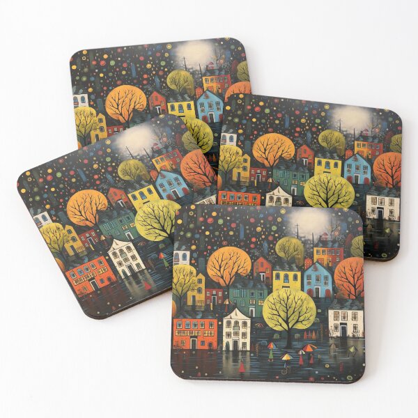 Item preview, Rainy Night Folk Art All Over Print designed and sold by Neika Shimm Designs.