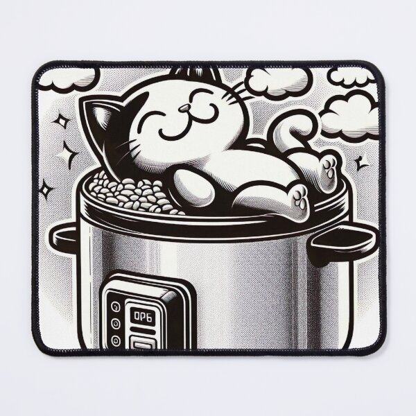 Item preview, "Adorable Kitten in Rice Cooker - Charming Cartoon Illustration with Warm Lighting" designed and sold by Huycao211.