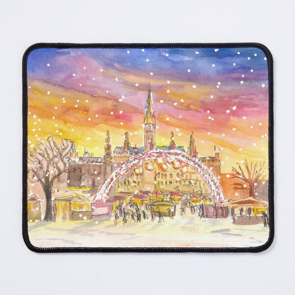 Item preview, Amazing Snowy Vienna City Hall Square and Christmas Market by Night designed and sold by artshop77.