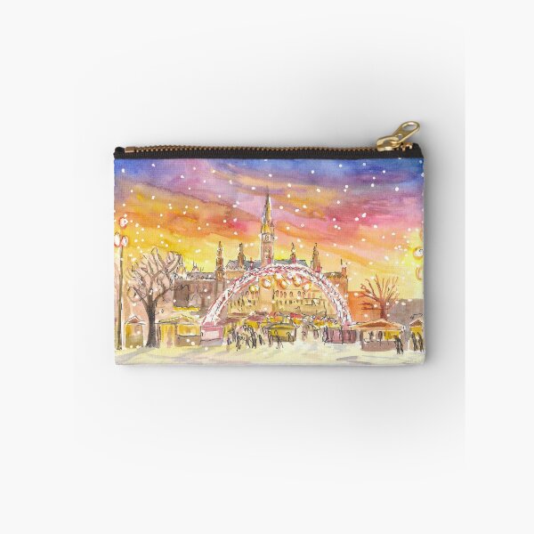 Item preview, Amazing Snowy Vienna City Hall Square and Christmas Market by Night designed and sold by artshop77.