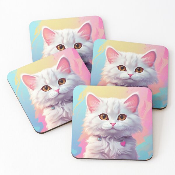 Item preview, cute white cat designed and sold by baspettersen.