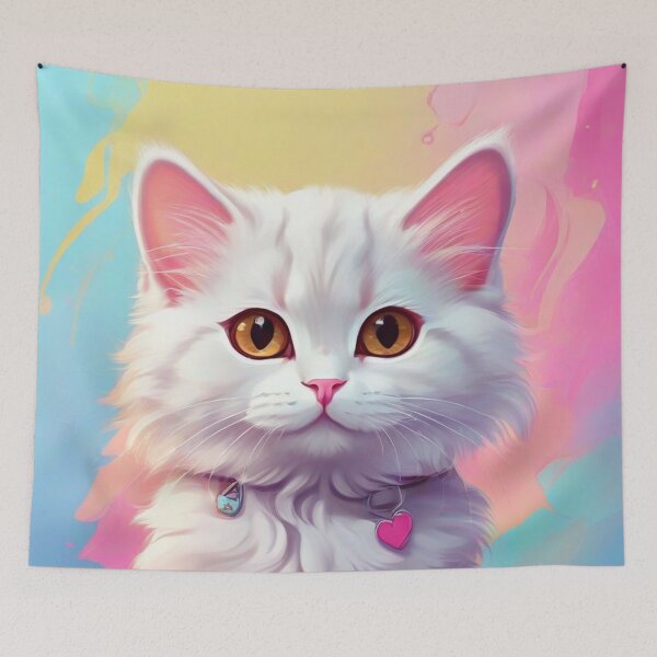 Item preview, cute white cat designed and sold by baspettersen.