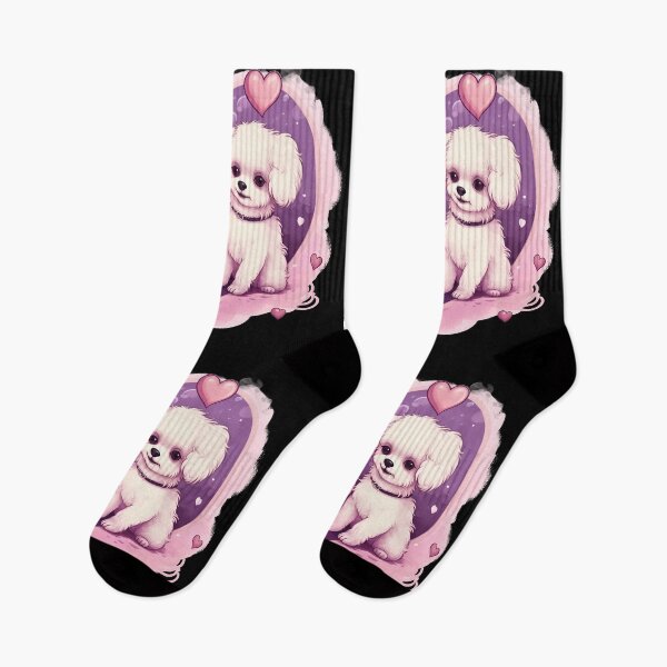 Item preview, Cute Bichon Frise valentine puppies dog breed in love illustration designed and sold by NBSStore.