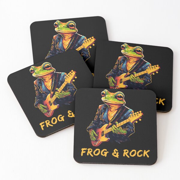 Item preview, Frog Raves With Rock N Roll Guitar Frog & Rock designed and sold by CosyTeal.
