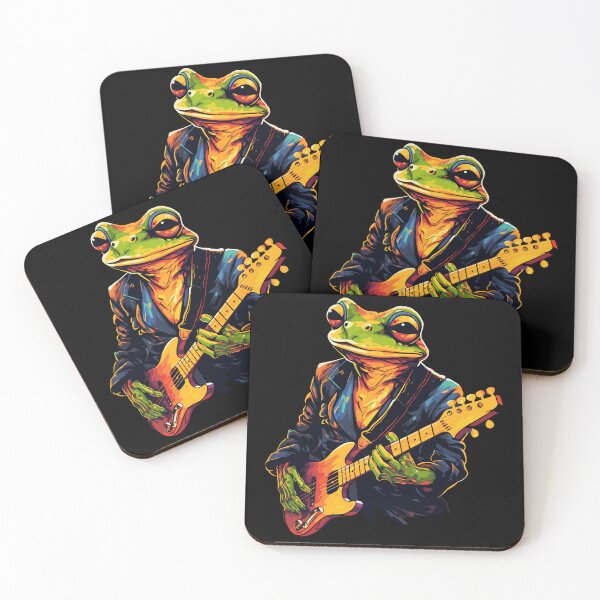 Item preview, Frog Raves With Rock N Roll Guitar designed and sold by CosyTeal.