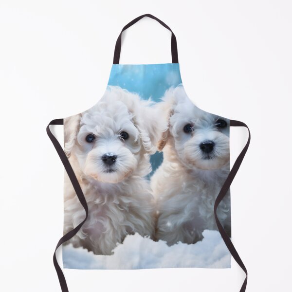 Item preview, Cute Bichon Frise puppies dog breed in snow photography designed and sold by NBSStore.