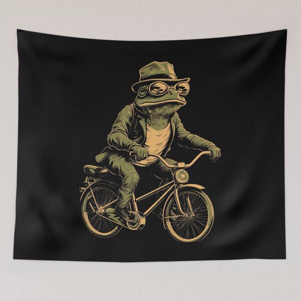 Item preview, Frog Rides A Bicycle Retro Styled designed and sold by CosyTeal.