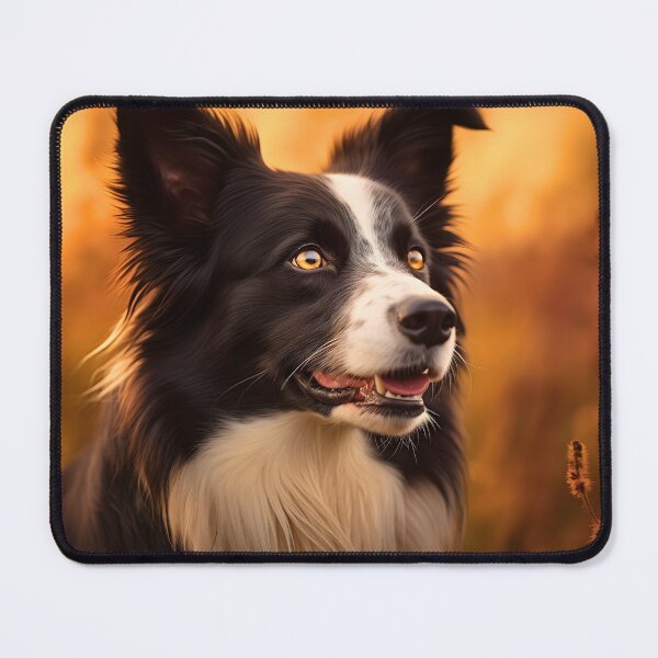 Item preview, Rough haired black and white border collie dog breed in nature photography at a sunset designed and sold by NBSStore.