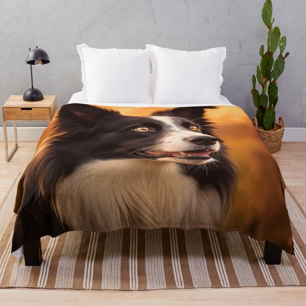 Item preview, Rough haired black and white border collie dog breed in nature photography at a sunset designed and sold by NBSStore.