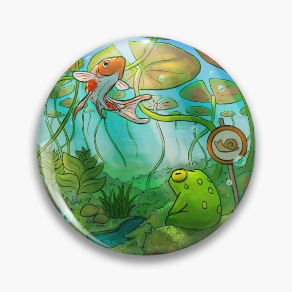 Item preview, peaceful underwater lilypads with frog and koi fish art designed and sold by DingHuArt.