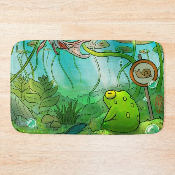 Item preview, peaceful underwater lilypads with frog and koi fish art designed and sold by DingHuArt.