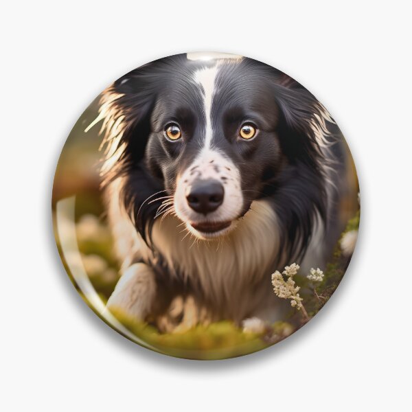 Item preview, Rough haired black and white border collie dog breed in nature photography at a sunset designed and sold by NBSStore.