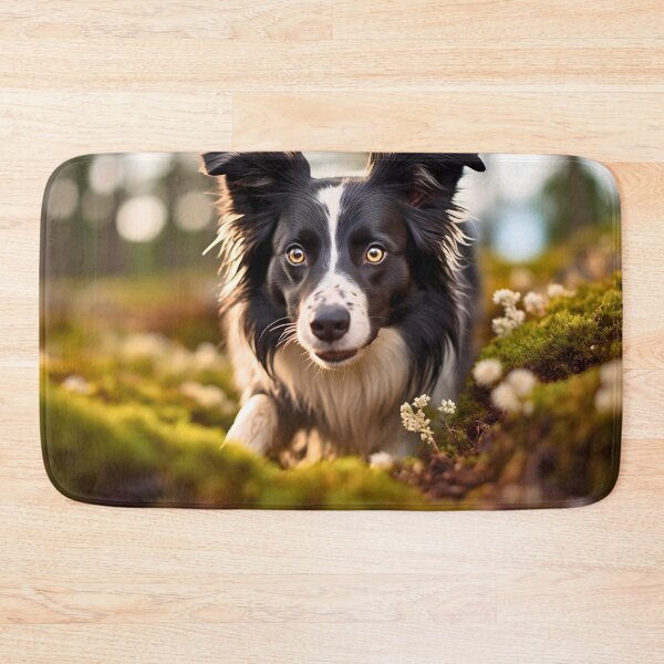 Item preview, Rough haired black and white border collie dog breed in nature photography at a sunset designed and sold by NBSStore.
