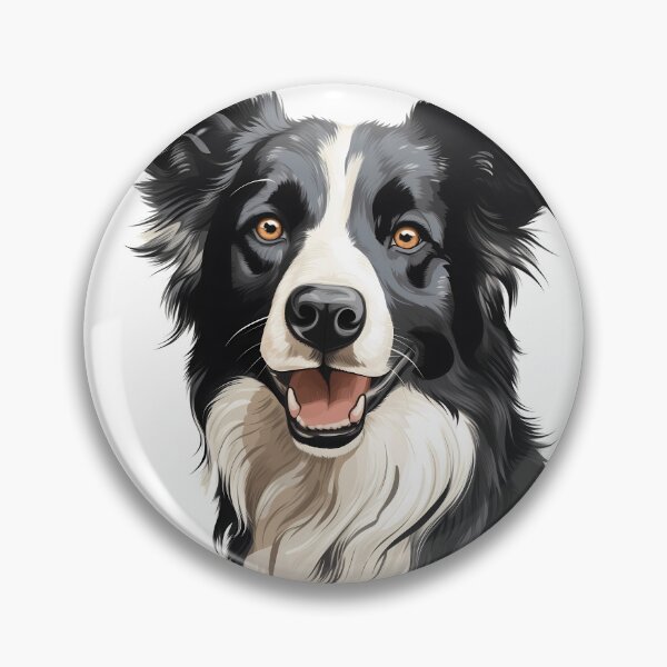 Item preview, Rough haired black and white border collie dog breed head illustration designed and sold by NBSStore.