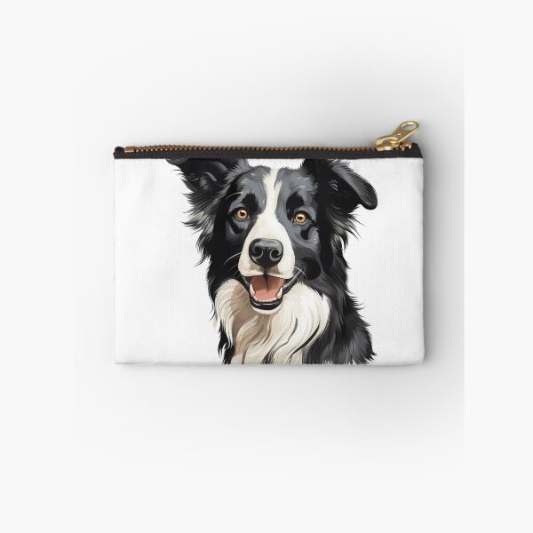 Item preview, Rough haired black and white border collie dog breed head illustration designed and sold by NBSStore.