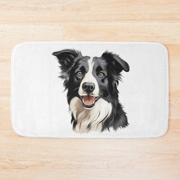 Item preview, Rough haired black and white border collie dog breed head illustration designed and sold by NBSStore.