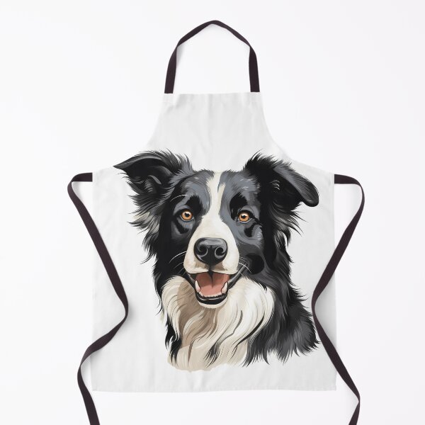 Item preview, Rough haired black and white border collie dog breed head illustration designed and sold by NBSStore.