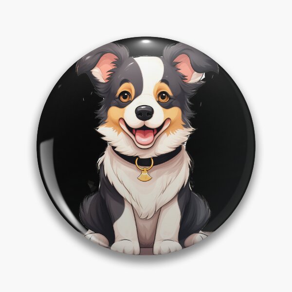 Item preview, Rough haired black and white border collie dog breed head illustration designed and sold by NBSStore.