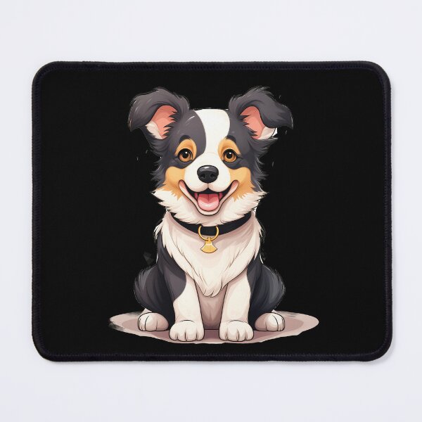 Item preview, Rough haired black and white border collie dog breed head illustration designed and sold by NBSStore.