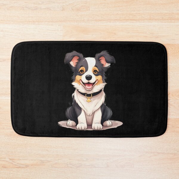 Item preview, Rough haired black and white border collie dog breed head illustration designed and sold by NBSStore.