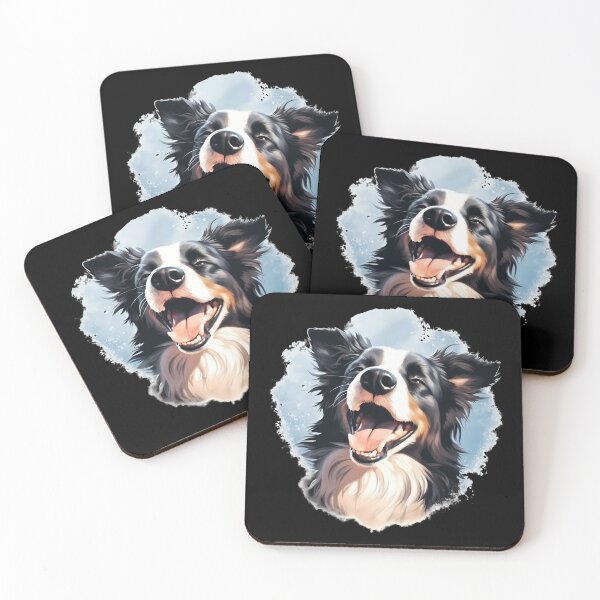 Item preview, Rough haired black and white border collie dog breed illustration designed and sold by NBSStore.