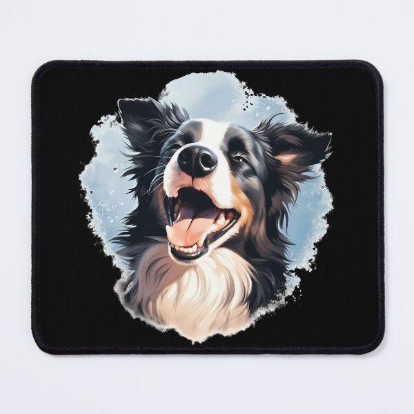 Item preview, Rough haired black and white border collie dog breed illustration designed and sold by NBSStore.