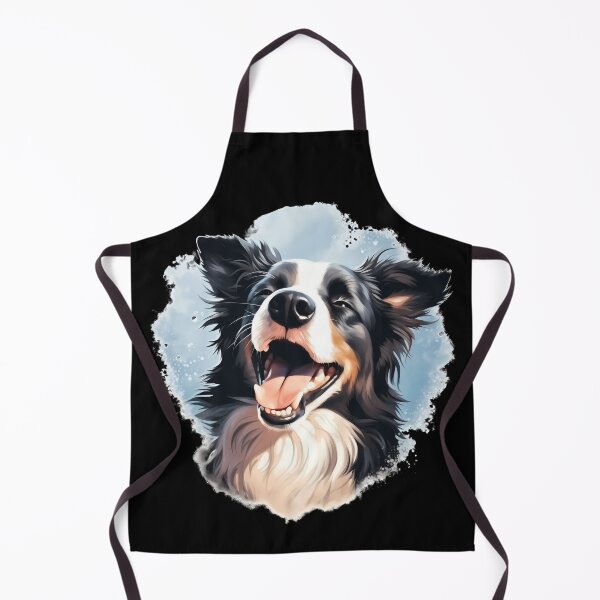 Item preview, Rough haired black and white border collie dog breed illustration designed and sold by NBSStore.
