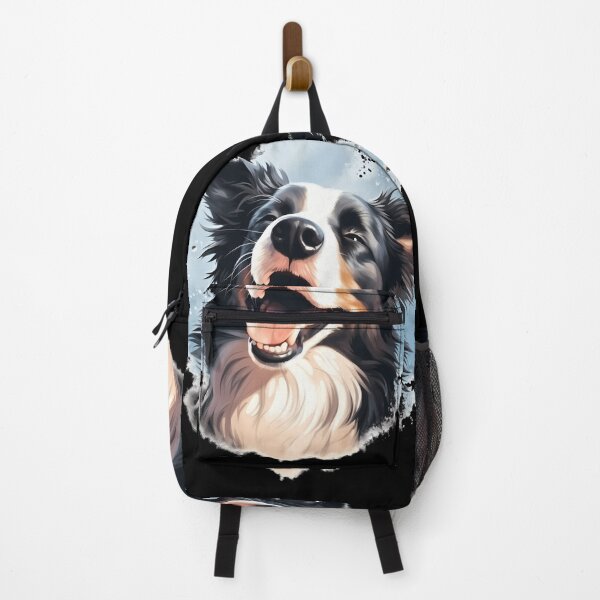 Item preview, Rough haired black and white border collie dog breed illustration designed and sold by NBSStore.
