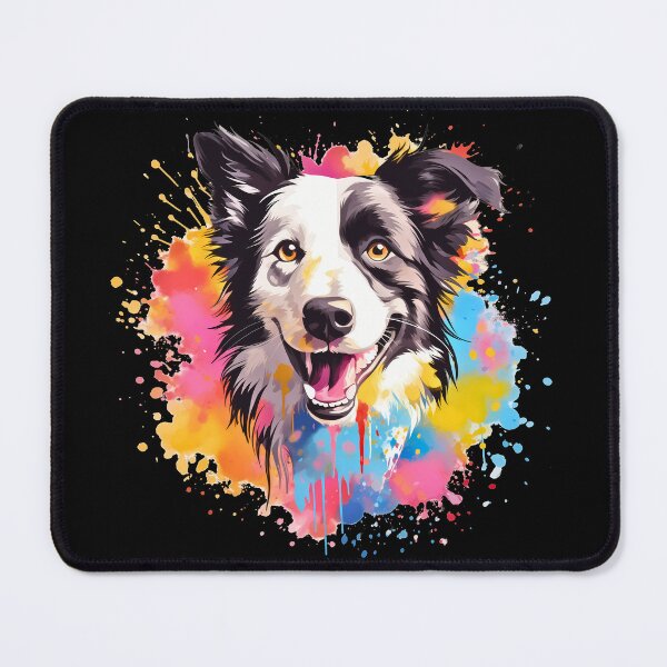 Item preview, Rough haired black and white border collie dog breed illustration designed and sold by NBSStore.