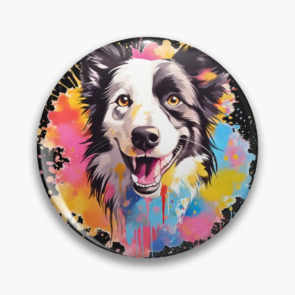 Item preview, Rough haired black and white border collie dog breed illustration designed and sold by NBSStore.
