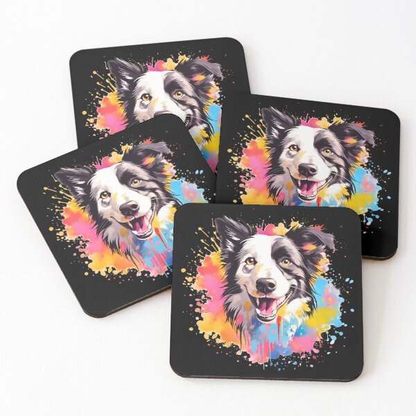 Item preview, Rough haired black and white border collie dog breed illustration designed and sold by NBSStore.