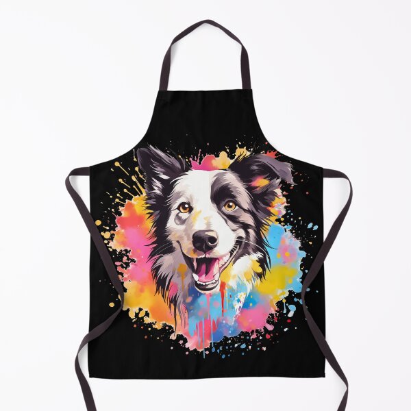 Item preview, Rough haired black and white border collie dog breed illustration designed and sold by NBSStore.