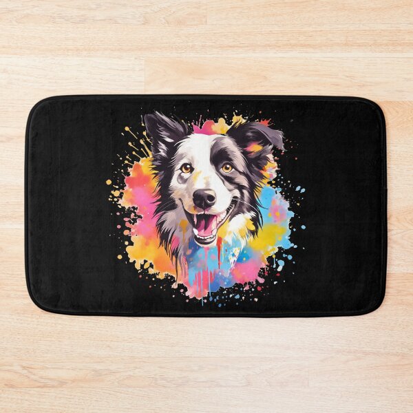 Item preview, Rough haired black and white border collie dog breed illustration designed and sold by NBSStore.