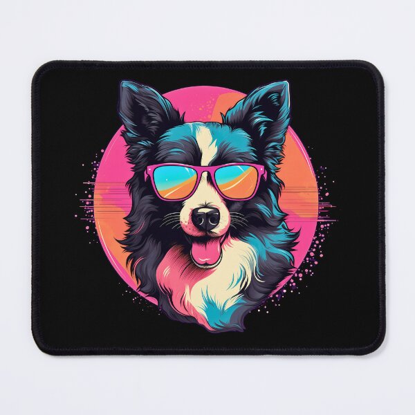 Item preview, Rough haired black border collie dog breed wearing sunglasses illustration designed and sold by NBSStore.