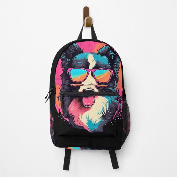 Item preview, Rough haired black border collie dog breed wearing sunglasses illustration designed and sold by NBSStore.