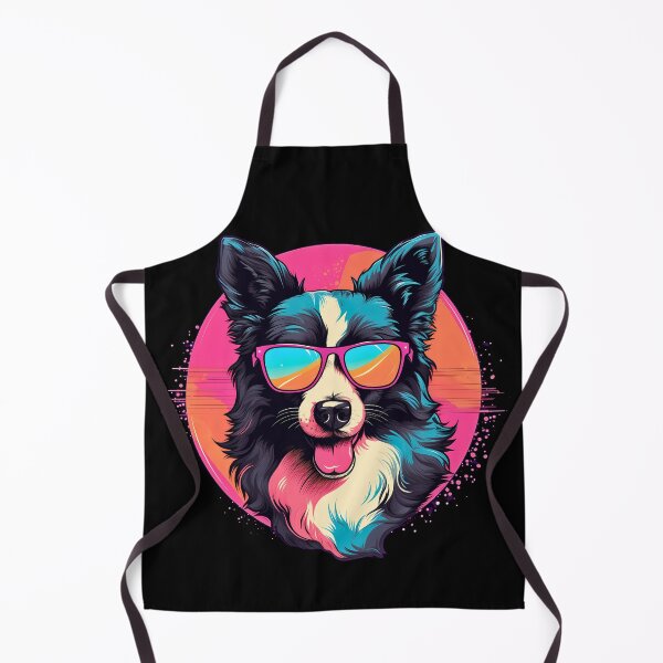 Item preview, Rough haired black border collie dog breed wearing sunglasses illustration designed and sold by NBSStore.