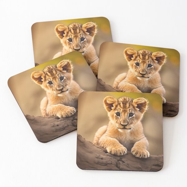 Item preview, Cute African baby lion cub, little wild cat predator animal in tropical savanna wildlife nature designed and sold by NBSStore.