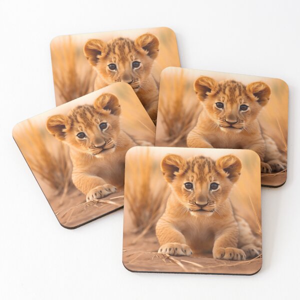 Item preview, Cute African baby lion cub, little wild cat predator animal in tropical savanna wildlife nature designed and sold by NBSStore.