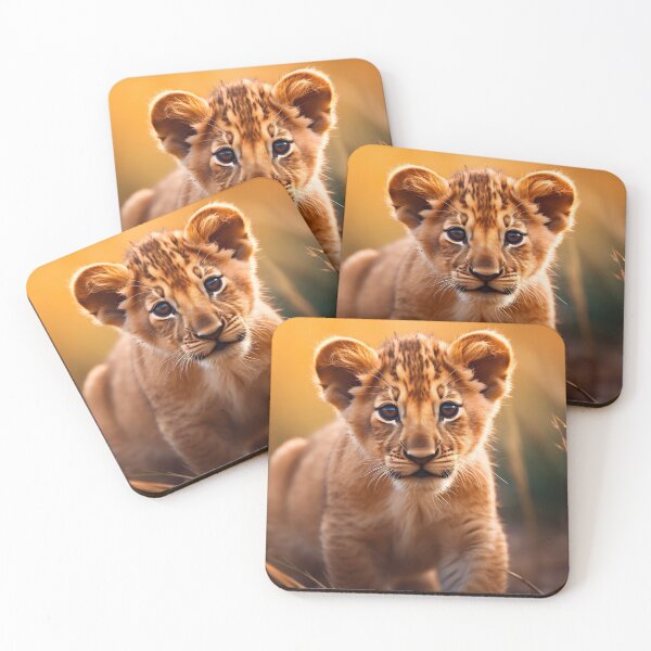Item preview, Cute African baby lion cub, little wild cat predator animal in tropical savanna wildlife nature designed and sold by NBSStore.