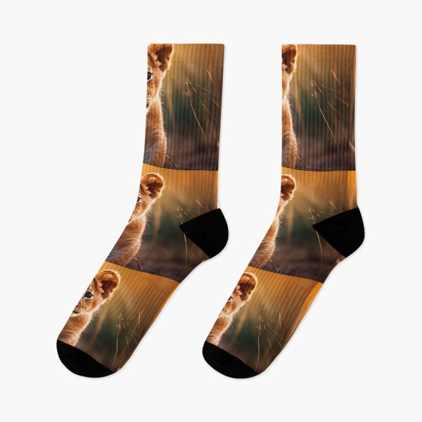 Item preview, Cute African baby lion cub, little wild cat predator animal in tropical savanna wildlife nature designed and sold by NBSStore.